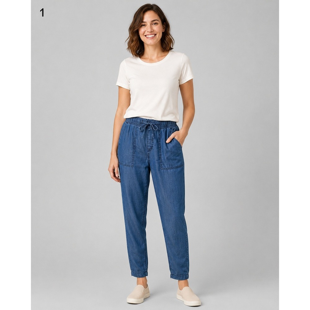 Dex Pull-on Pants Womens XS Blue Chambray Tencel Drawstring Pockets
